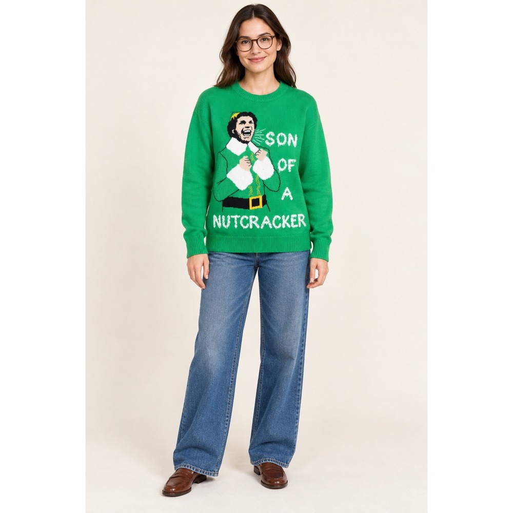 Elf Movie Buddy Son of a Nutcracker Green Christmas Sweater Medium